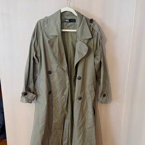 Zara Khaki Double-Breasted Coat
